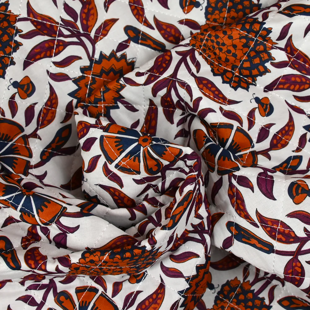 Coton matelassé double face Jiya marron au mètre - Image 6