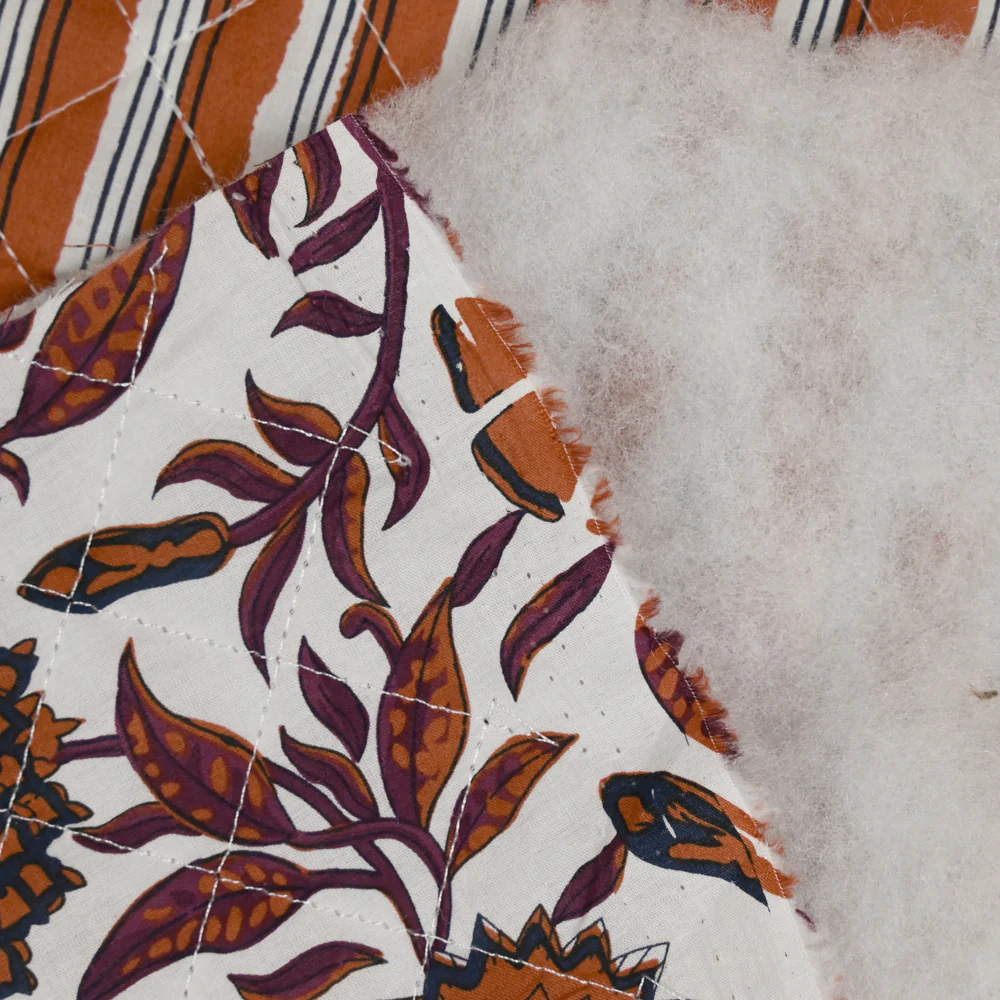 Coton matelassé double face Jiya marron au mètre - Image 8