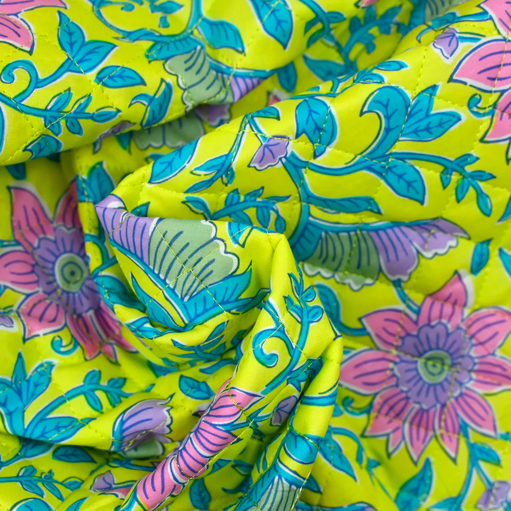 Coton matelassé double face rayure rose et turquoise au mètre - Image 2