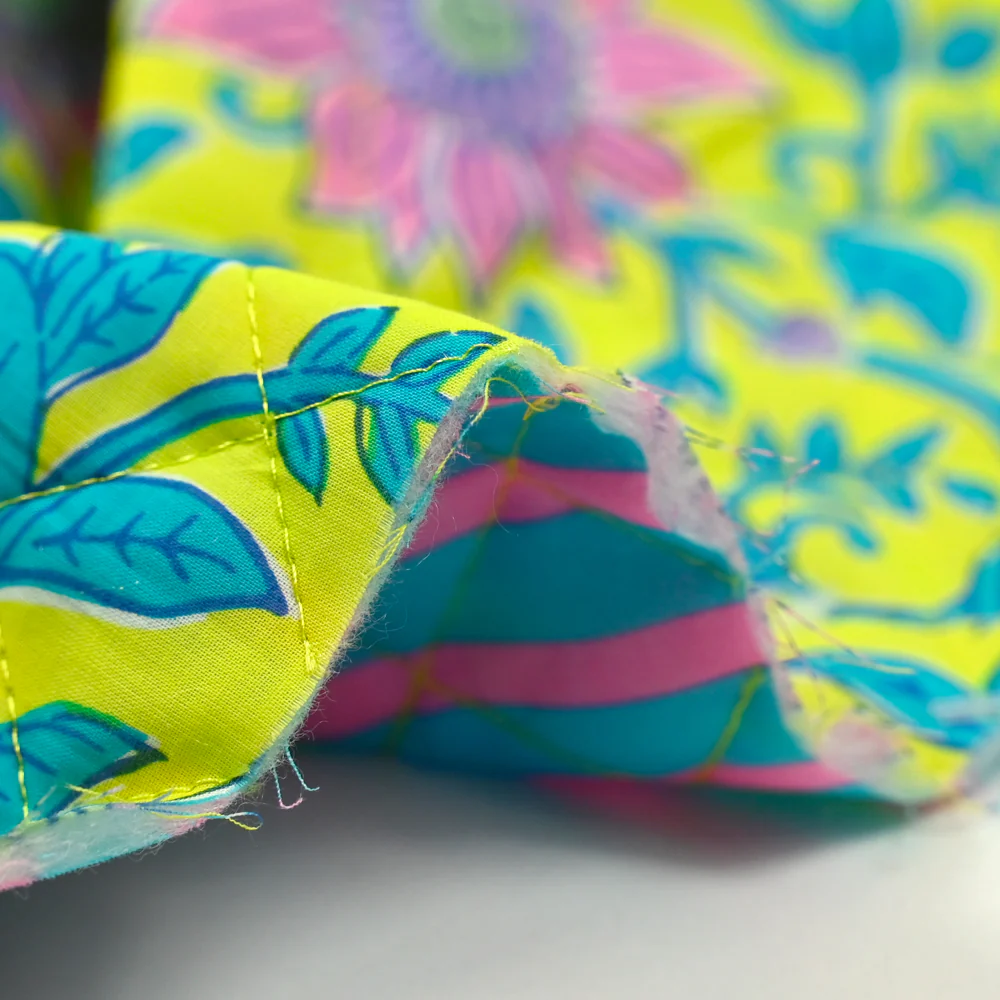 Coton matelassé double face rayure rose et turquoise au mètre - Image 7