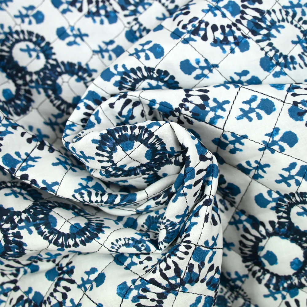 Coton matelassé double face sous la mer bleu au mètre - Image 2