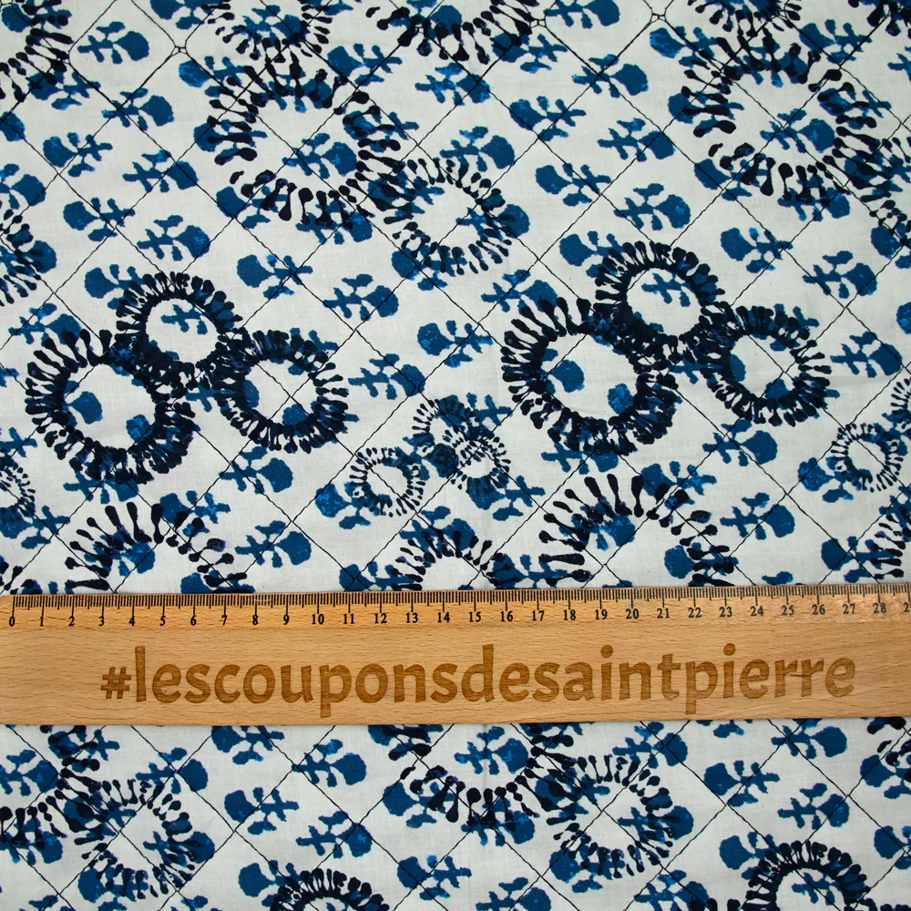 Coton matelassé double face sous la mer bleu au mètre - Image 3