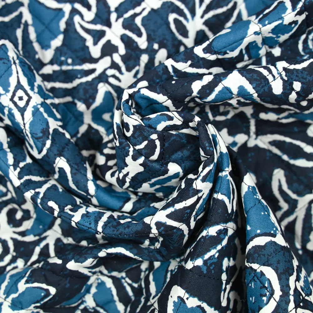 Coton matelassé double face sous la mer bleu au mètre - Image 4