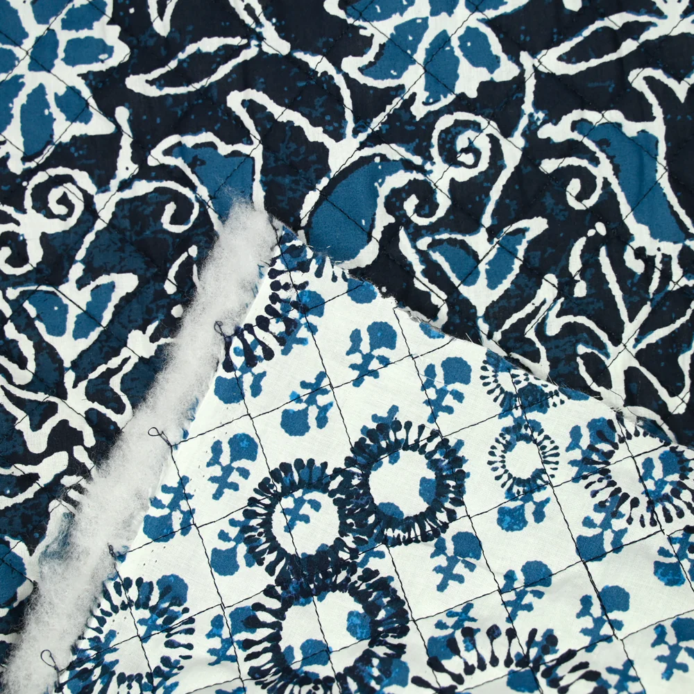 Coton matelassé double face sous la mer bleu au mètre - Image 6