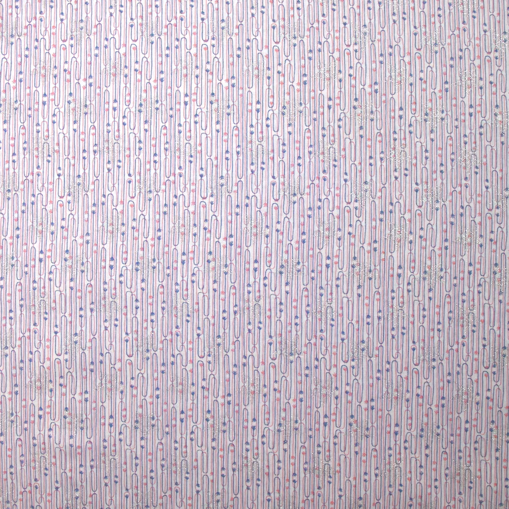 Coton pailleté fin liaison de mains rose et bleu fond blanc - Image 4