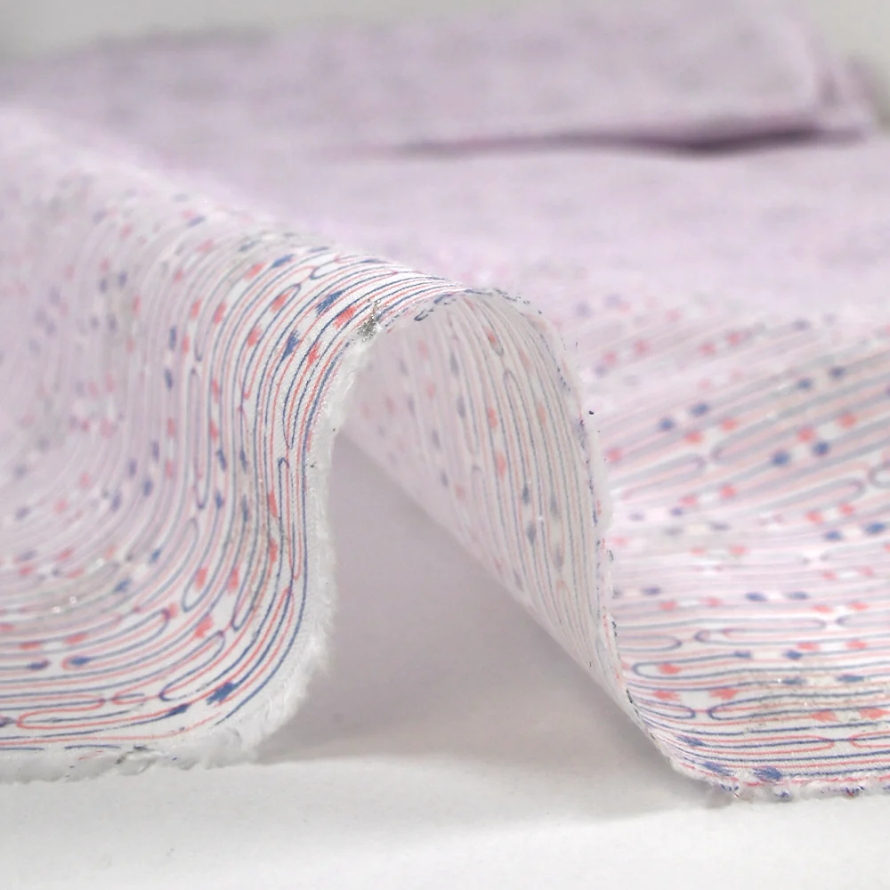 Coton pailleté fin liaison de mains rose et bleu fond blanc - Image 6