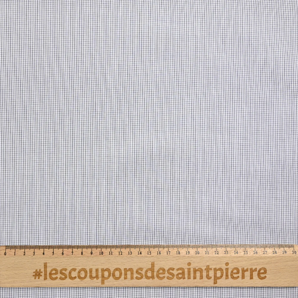 Coton petits carreaux blanc et violet foncé - Image 3