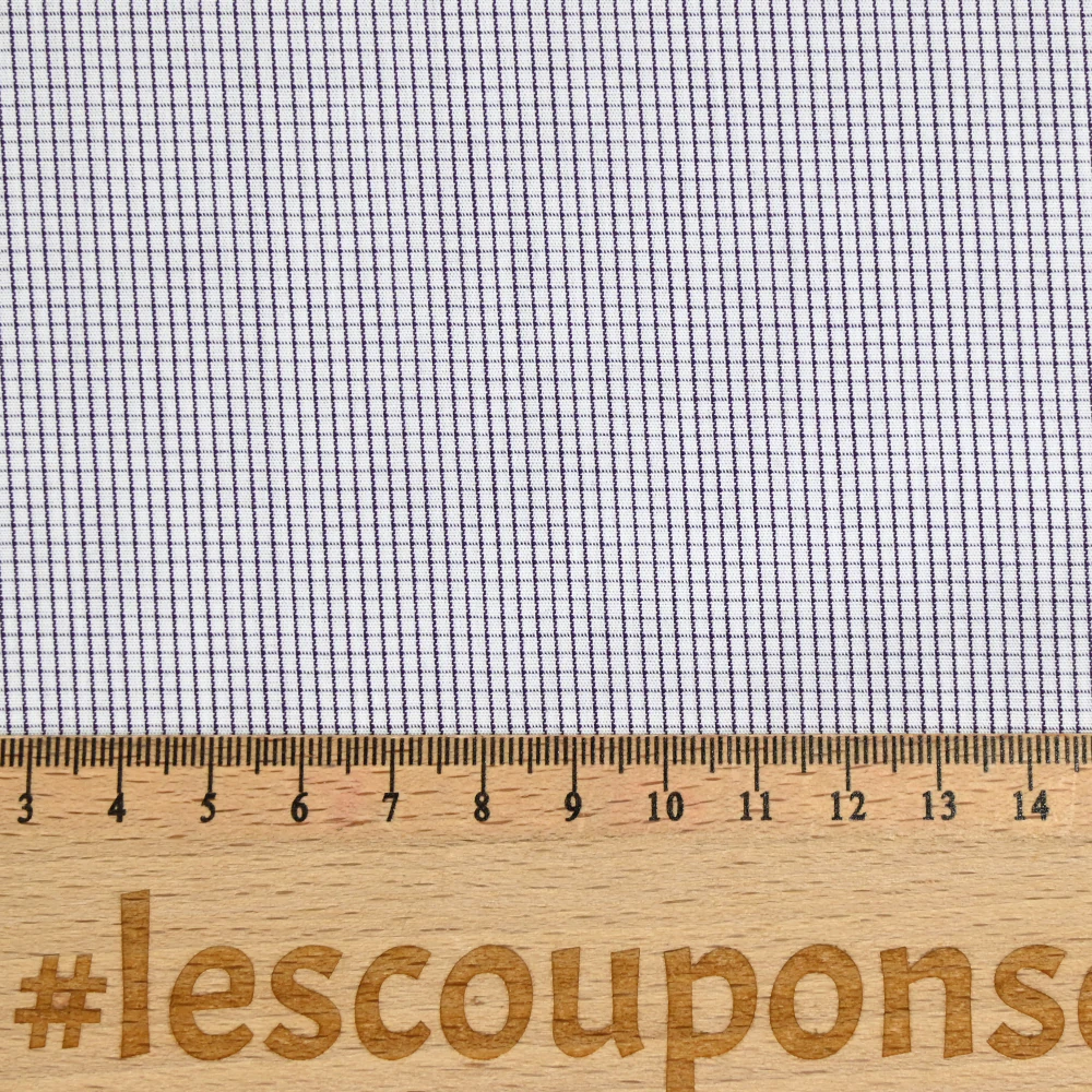 Coton petits carreaux blanc et violet foncé - Image 4