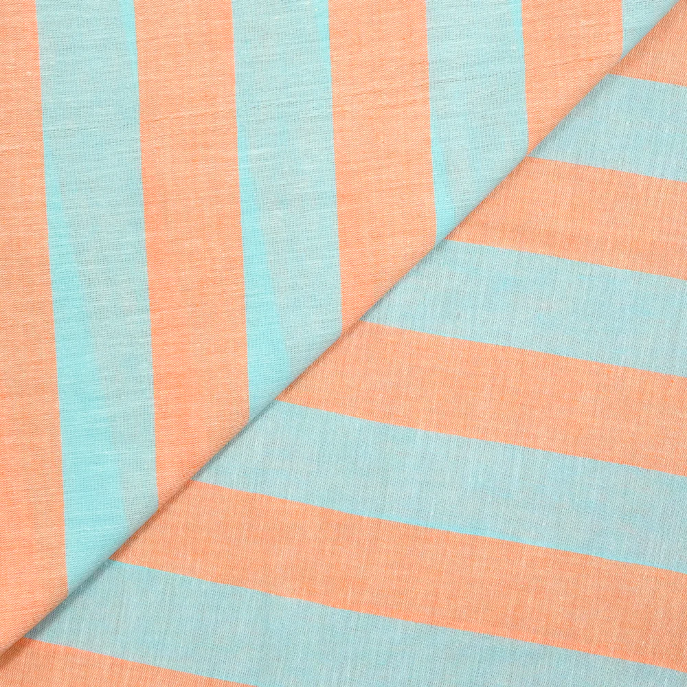 Coton rayé bleu et mandarine - Image 3
