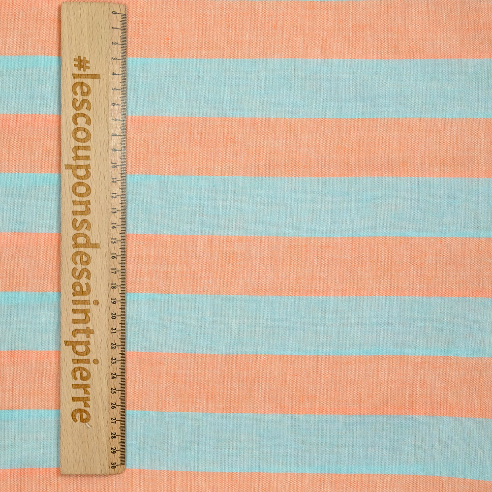 Coton rayé bleu et mandarine - Image 4