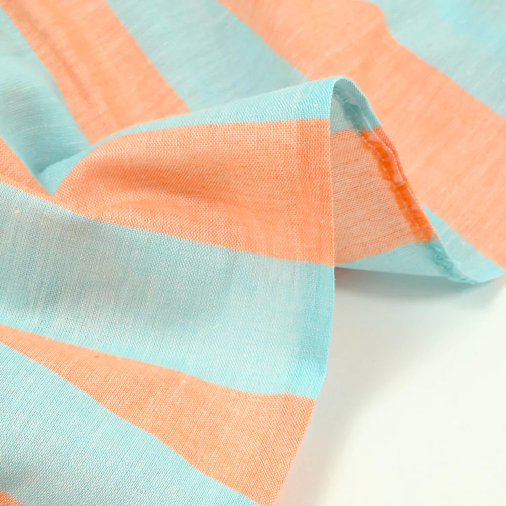 Coton rayé bleu et mandarine - Image 5