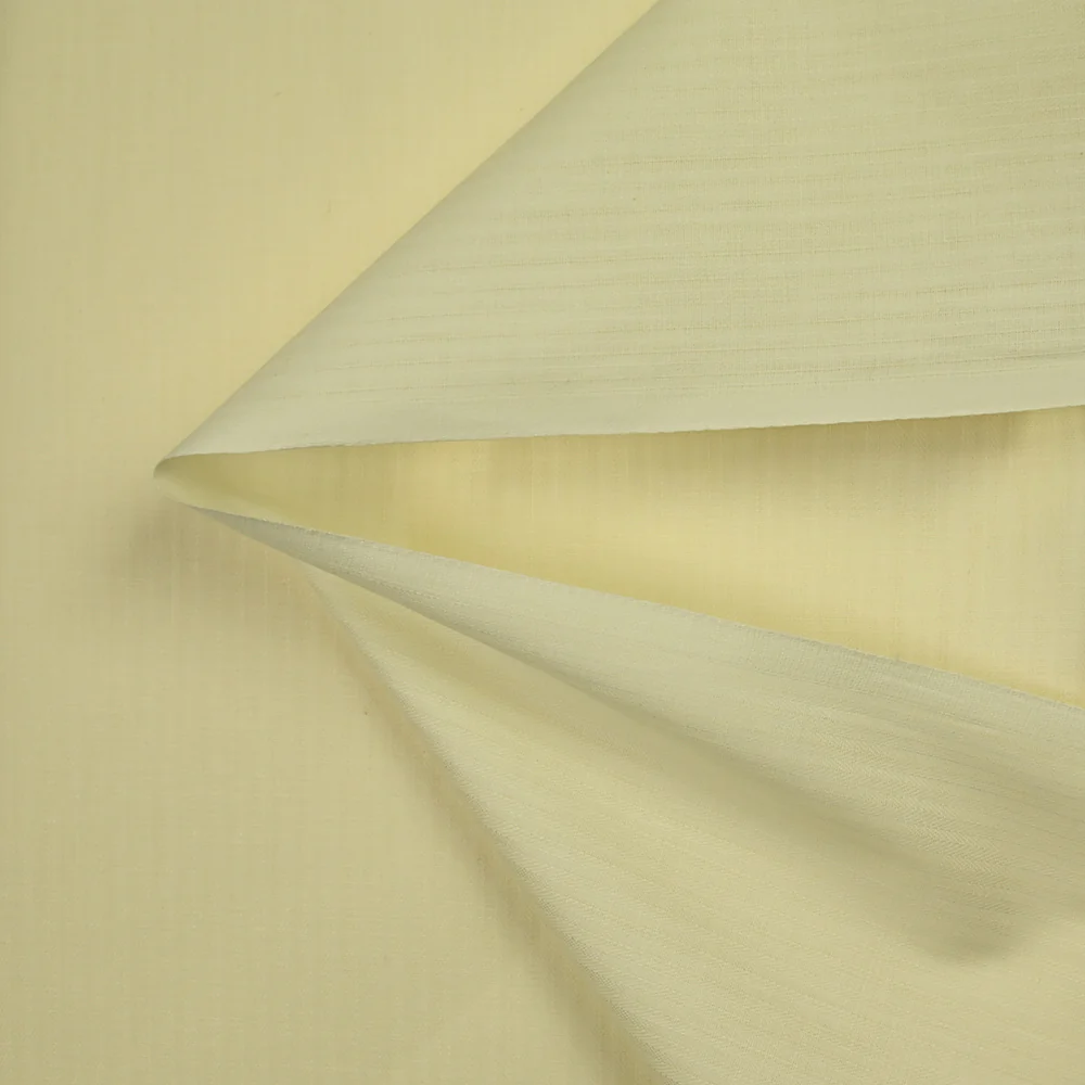 Coton satiné fin rayure ton sur ton jaune pâle - Image 3