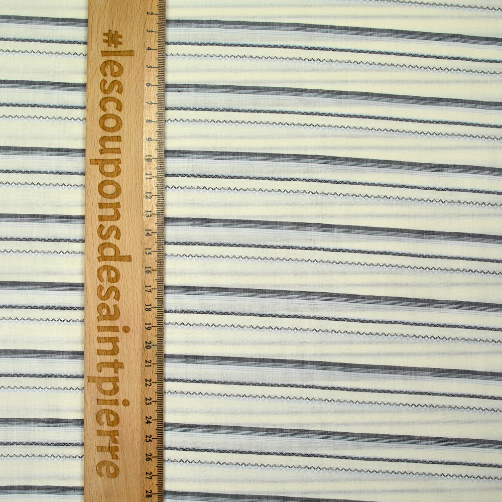 Coton tissé-teint Barco rayé bleu fond écru - Image 3