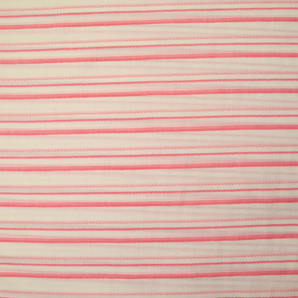 Coton tissé-teint Barco rayé rose fond écru - Image 3
