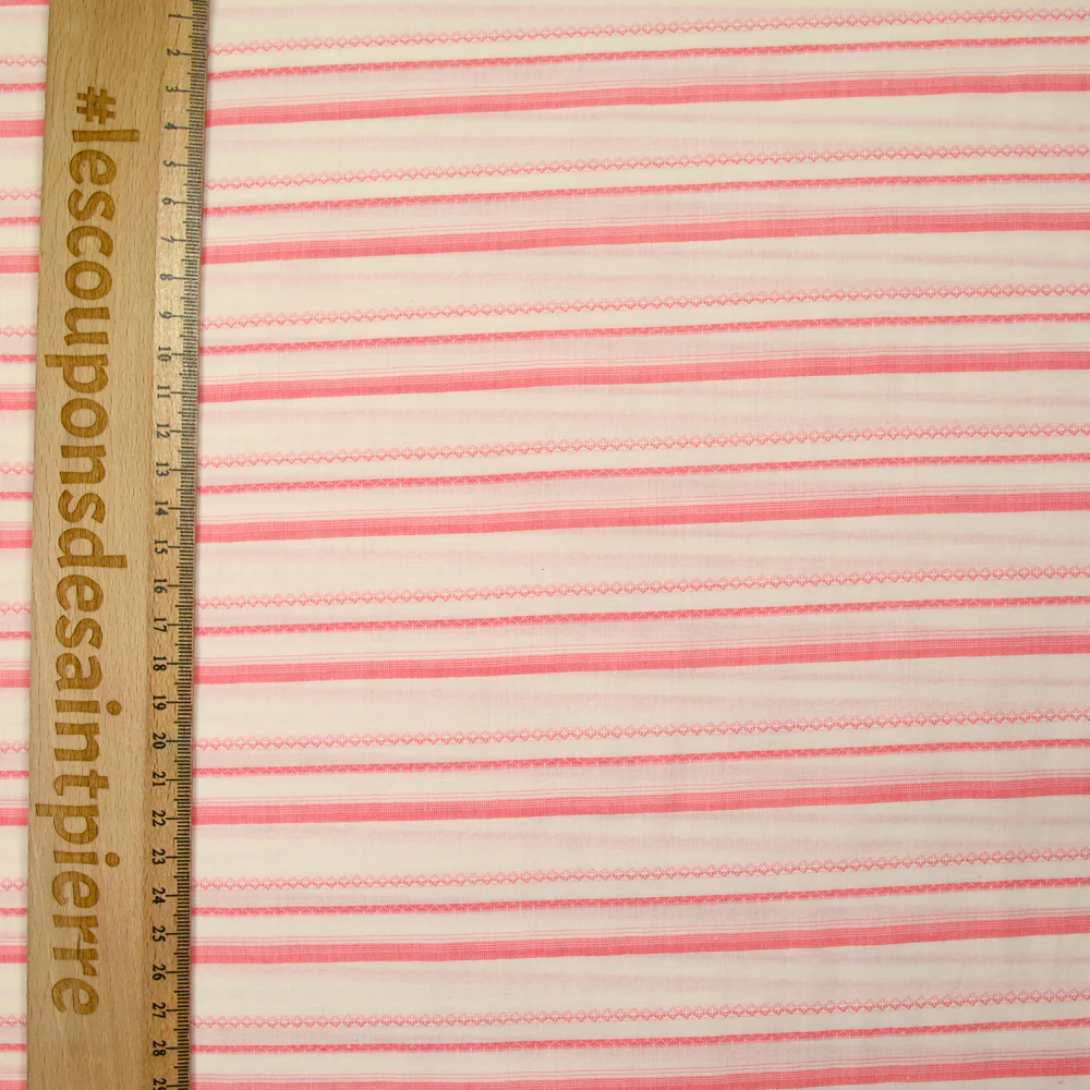 Coton tissé-teint Barco rayé rose fond écru - Image 4