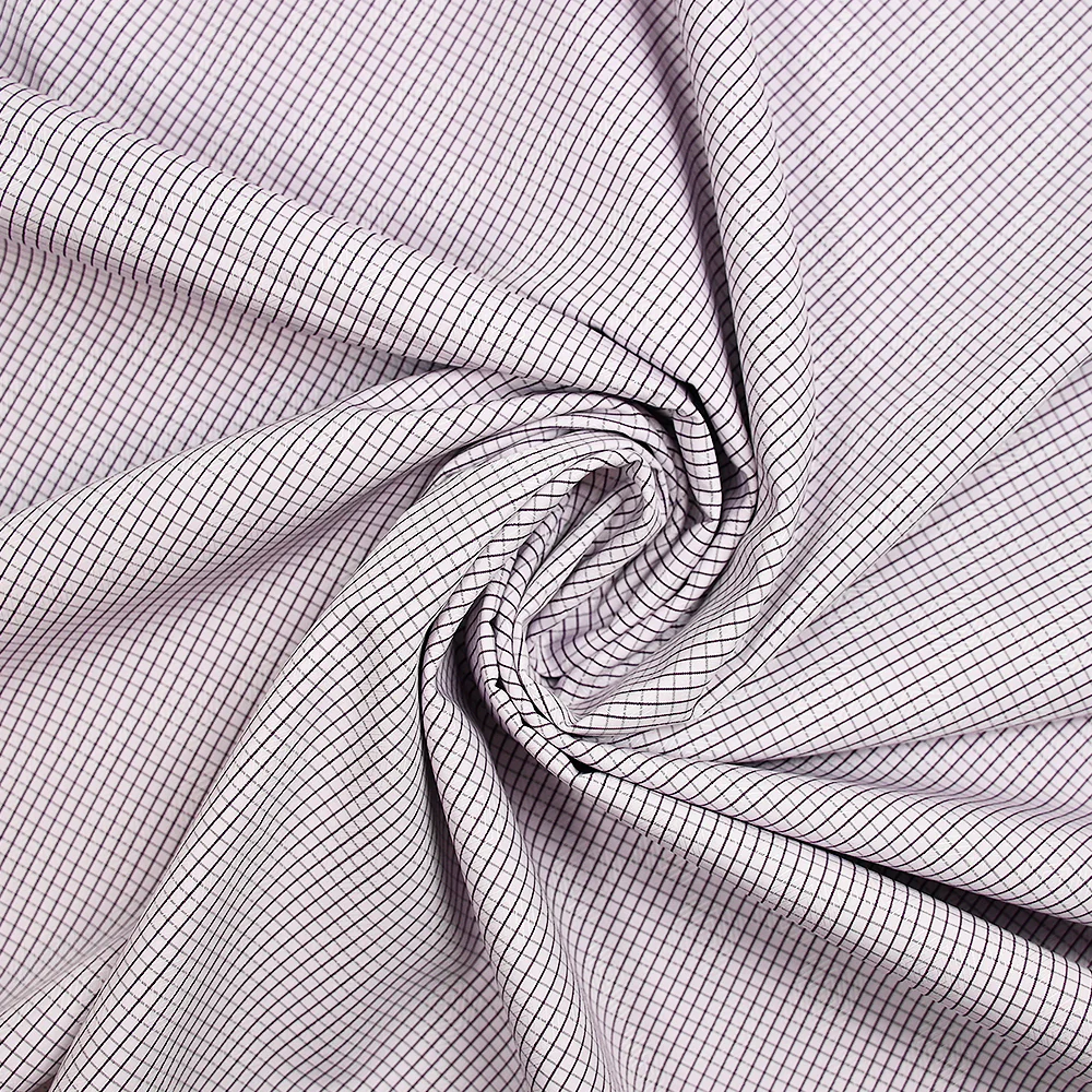 Coton tissé-teint carreaux violet fond parme - Image 2