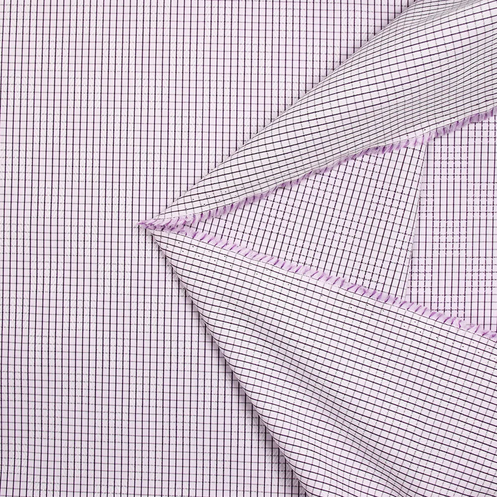 Coton tissé-teint carreaux violet fond parme - Image 3