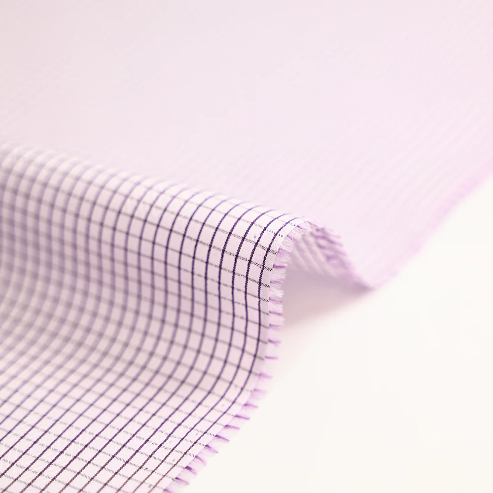 Coton tissé-teint carreaux violet fond parme - Image 5