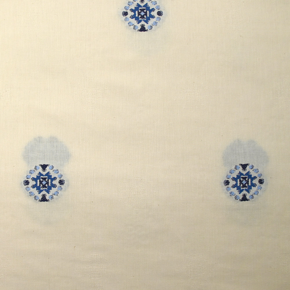Coton tissé-teint jacquard Malina bleu fond écru - Image 4
