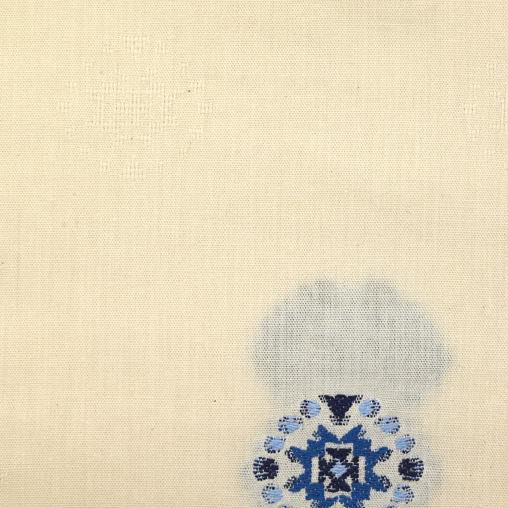 Coton tissé-teint jacquard Malina bleu fond écru - Image 5
