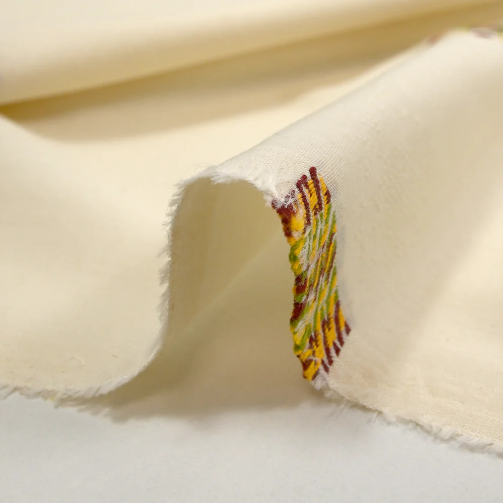 Coton tissé-teint jacquard Malina vert et lie de vin fond écru - Image 7