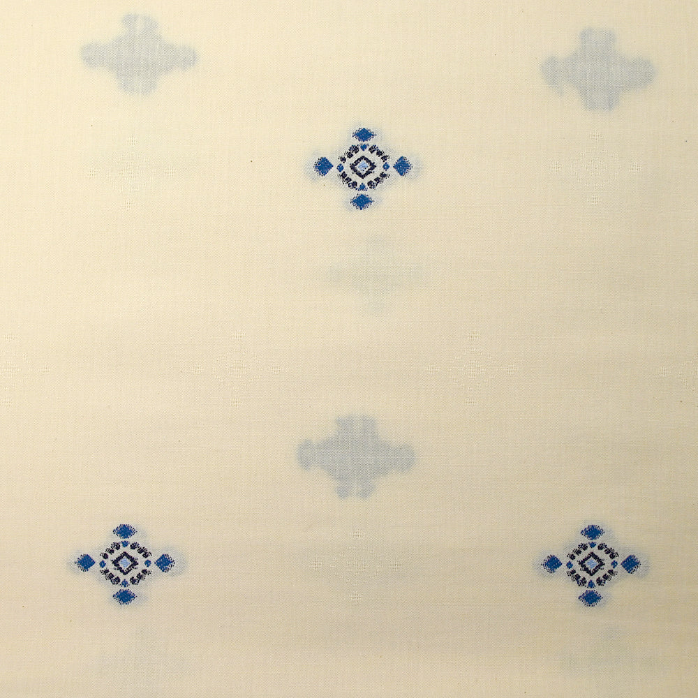 Coton tissé-teint jacquard Mirza bleu fond écru - Image 4