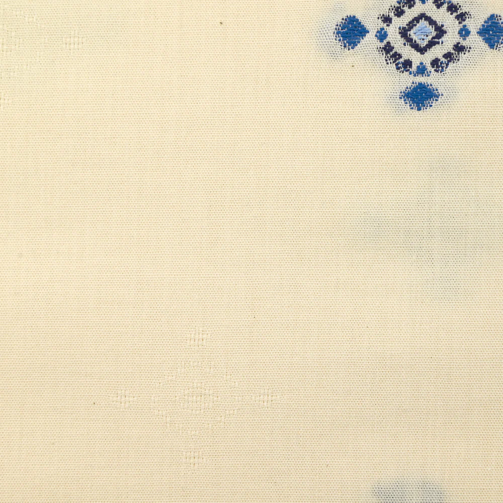 Coton tissé-teint jacquard Mirza bleu fond écru - Image 5