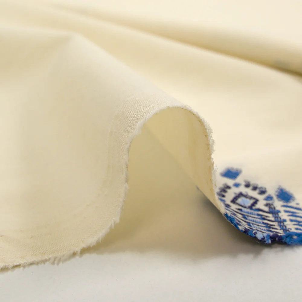 Coton tissé-teint jacquard Mirza bleu fond écru - Image 7