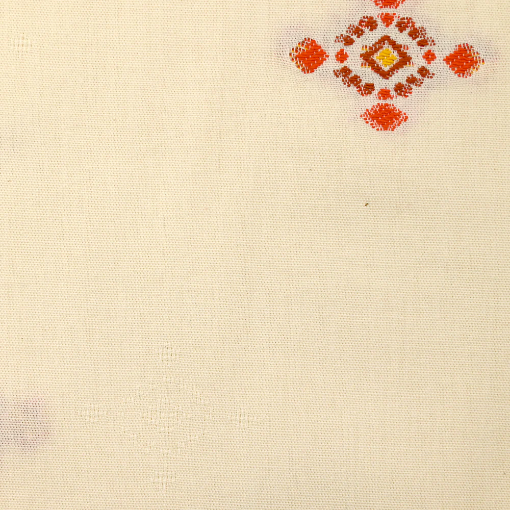 Coton tissé-teint jacquard Mirza orange et brique fond écru - Image 5