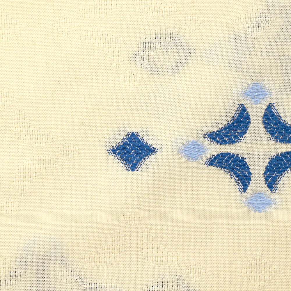 Coton tissé-teint jacquard Sorelle bleu fond écru - Image 5