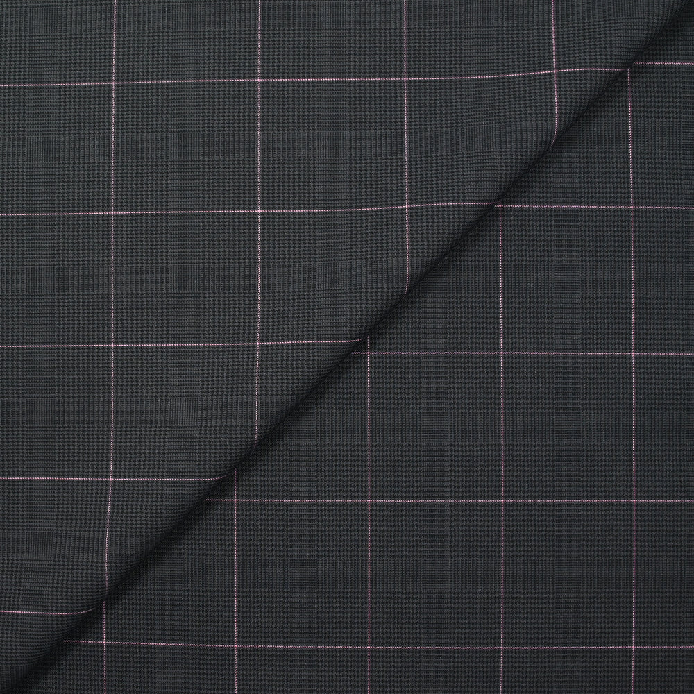Coton tissé-teint Prince de Galles ligne rose fond anthracite