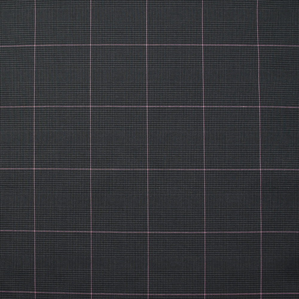 Coton tissé-teint Prince de Galles ligne rose fond anthracite - Image 4