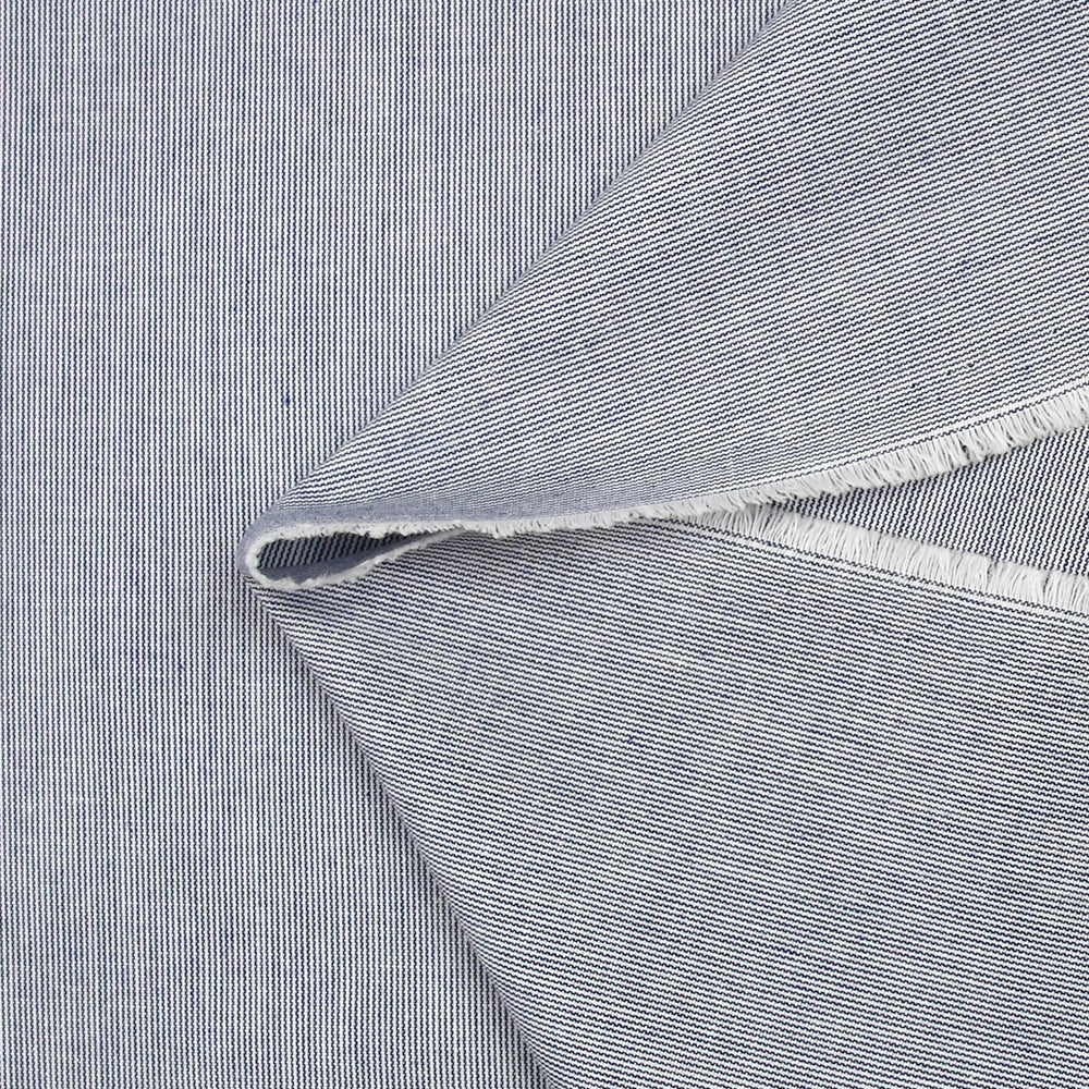 Coton tissé-teint rayé Baptiste bleu nuit et blanc - Image 6