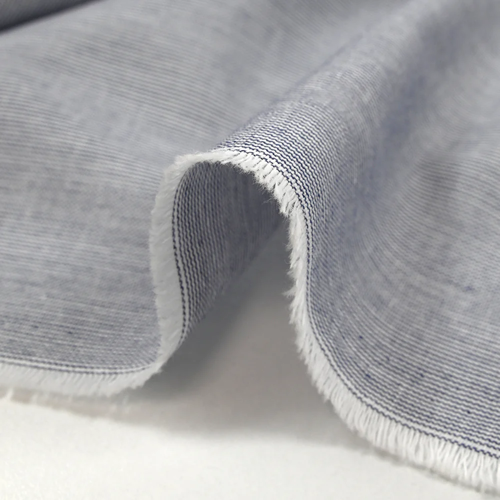 Coton tissé-teint rayé Baptiste bleu nuit et blanc - Image 7