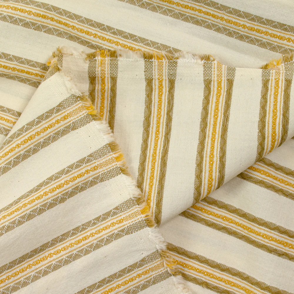 Coton tissé-teint rayé brodé fond ficelle - Image 10