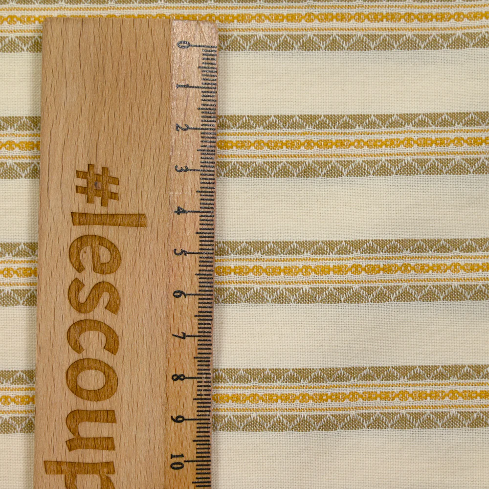 Coton tissé-teint rayé brodé fond ficelle - Image 5