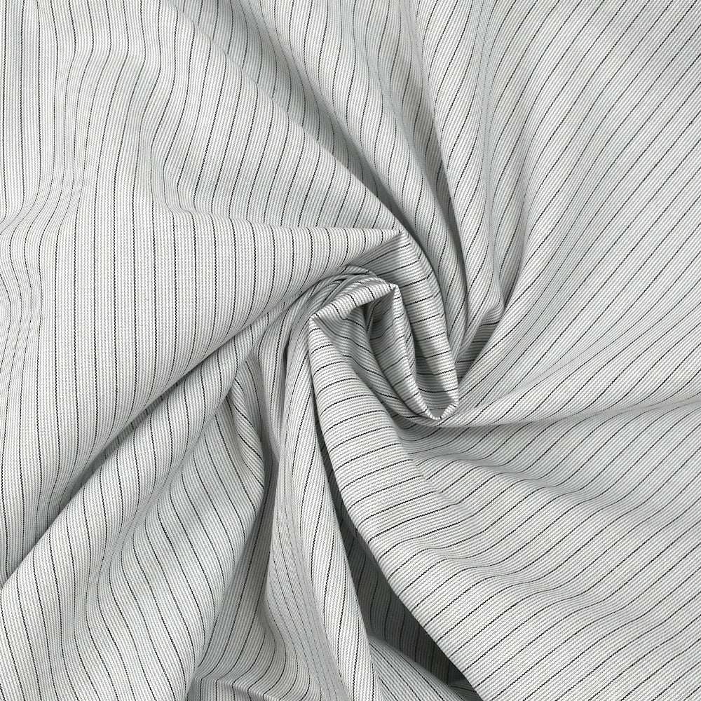 Coton tissé-teint rayé Mario noir et gris fond blanc - Image 2