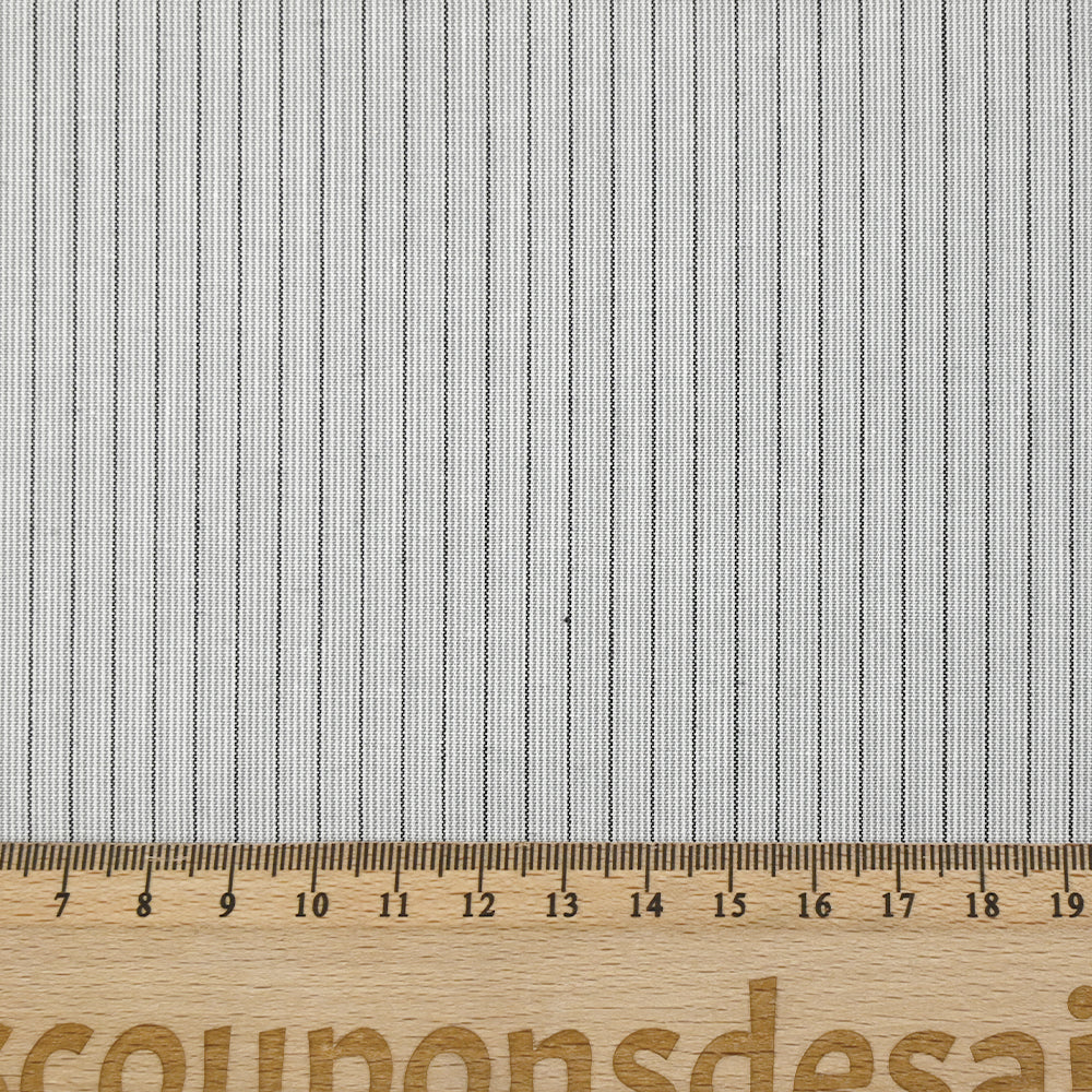 Coton tissé-teint rayé Mario noir et gris fond blanc - Image 3