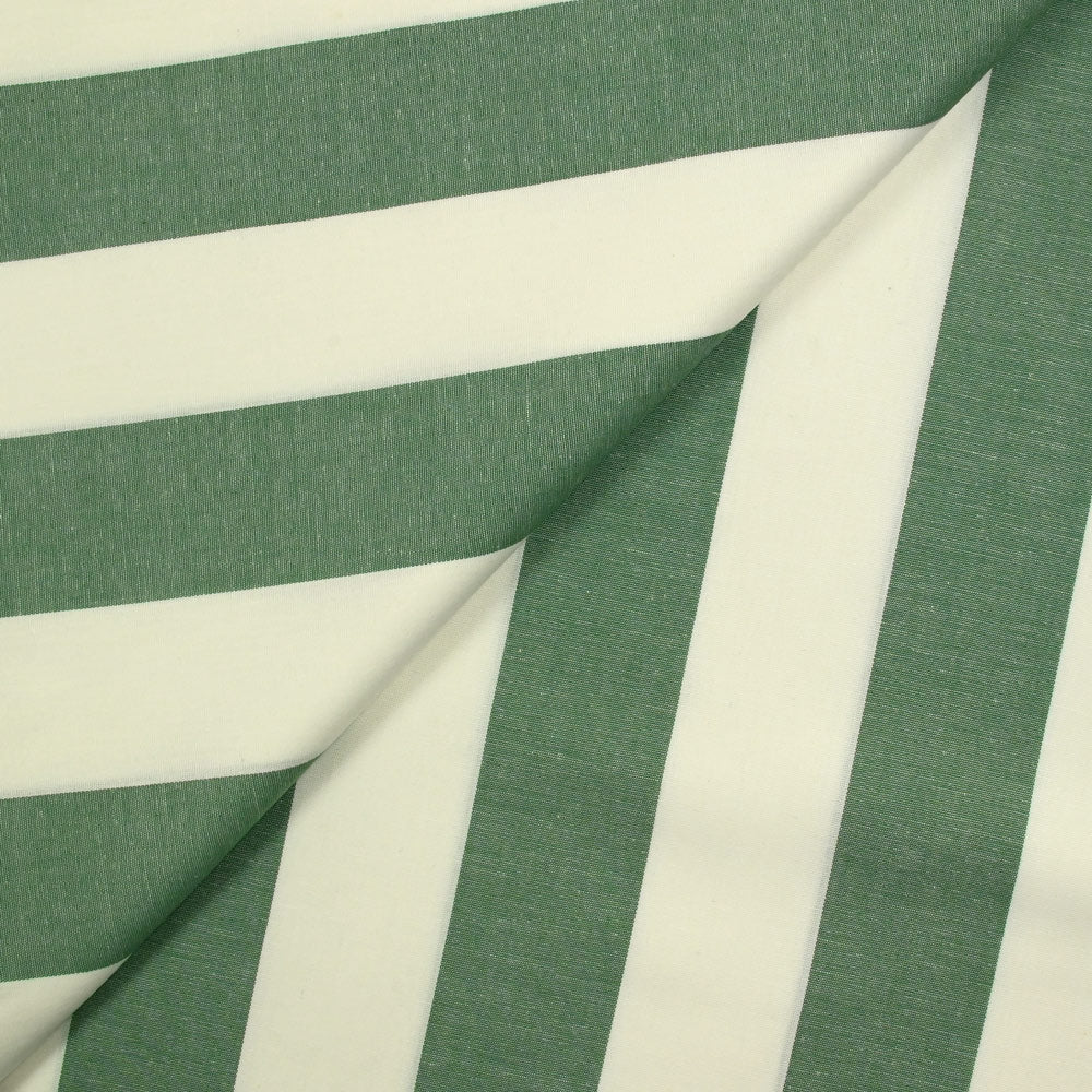 Coton tissé-teint rayé vert et blanc
