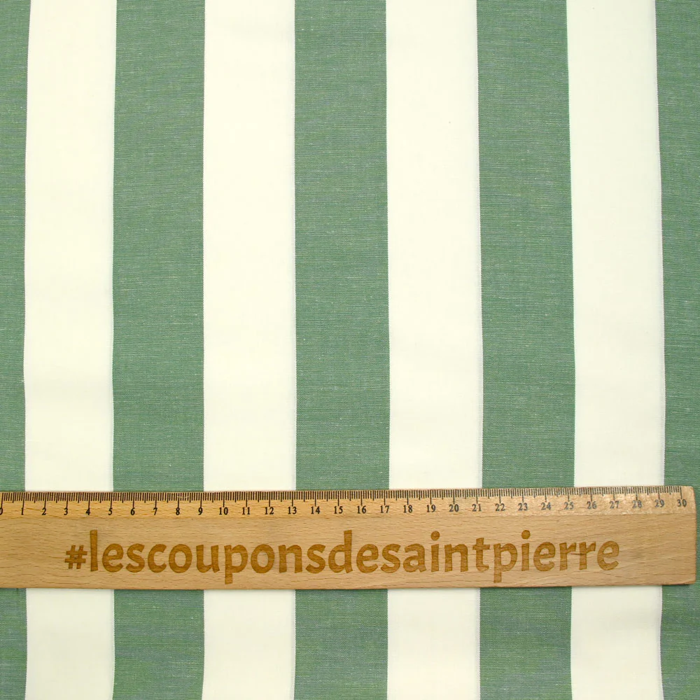 Coton tissé-teint rayé vert et blanc - Image 3