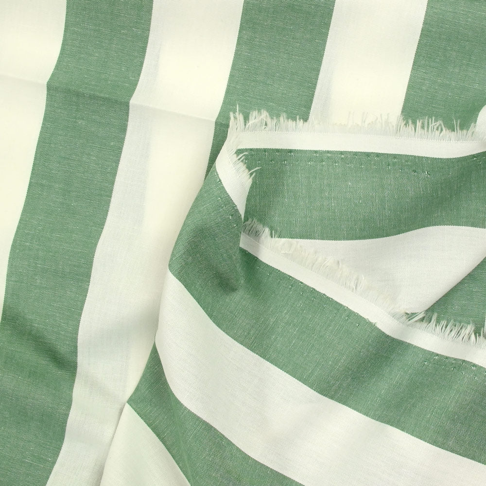 Coton tissé-teint rayé vert et blanc - Image 4