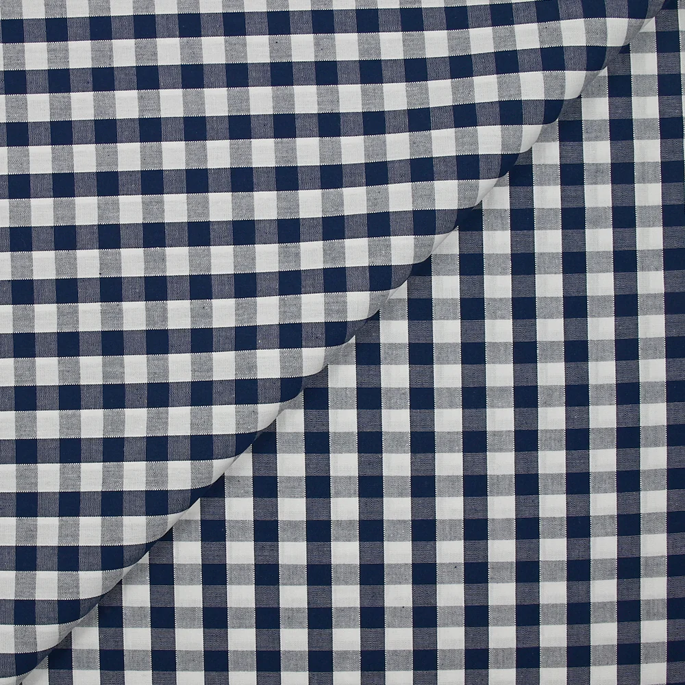 Coton Vichy 9mm bleu marine