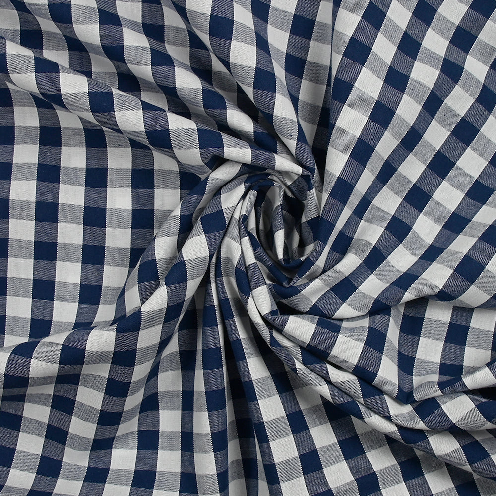 Coton Vichy 9mm bleu marine - Image 2