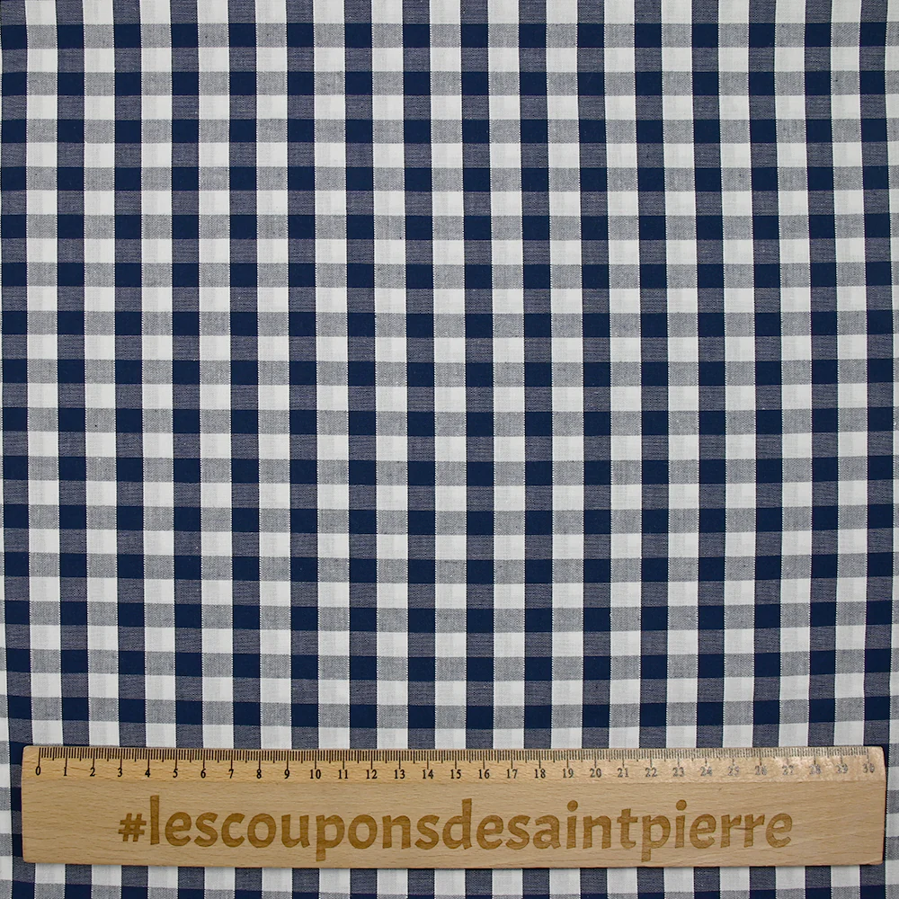 Coton Vichy 9mm bleu marine - Image 3