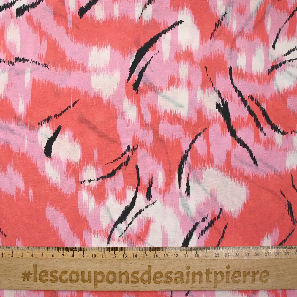 CrĂȘpe de chine 100% soie imprimĂ© rĂȘverie corail et rose - Image 3