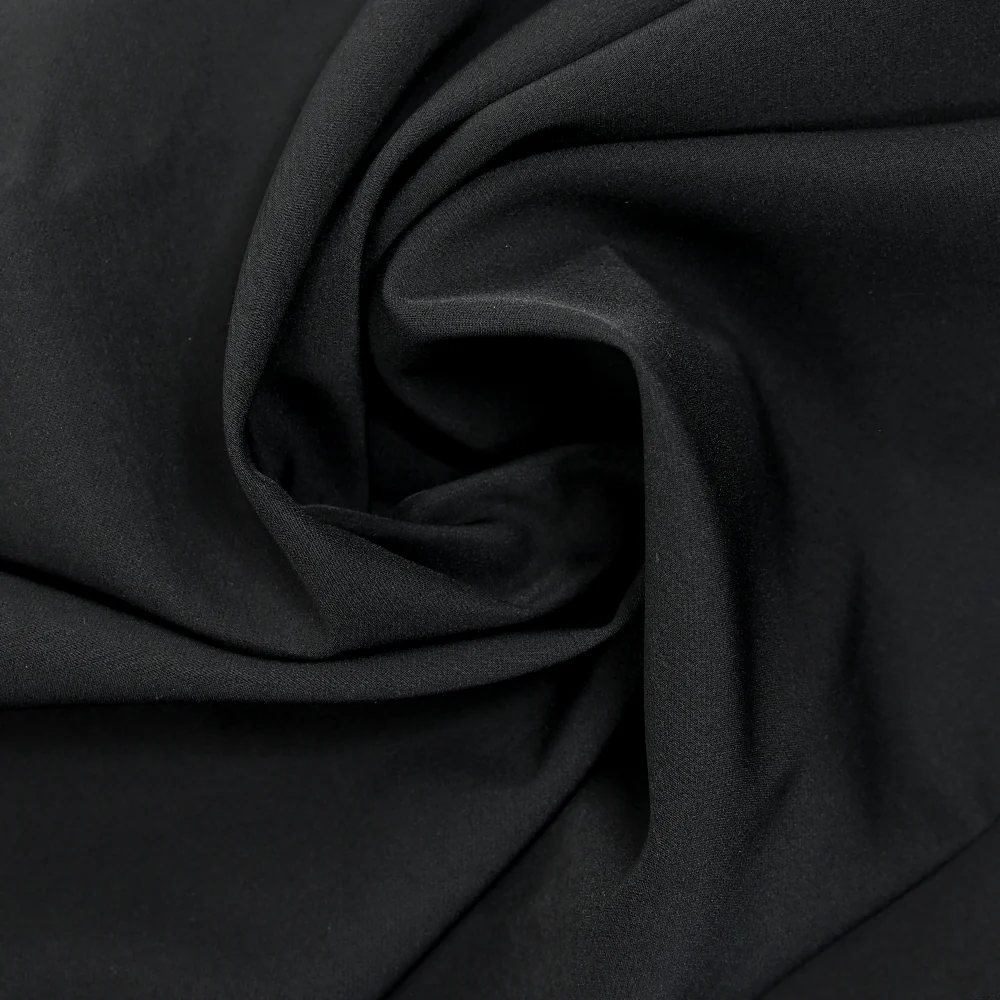 Crêpe de polyester lourd Madeleine noir - Image 2