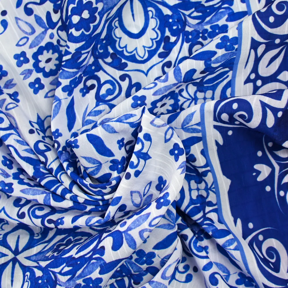 CrĂȘpe imprimĂ© Portugal bleu roi fond blanc - Image 2