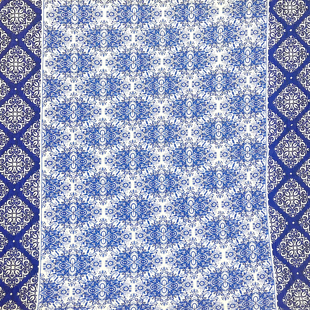 CrĂȘpe imprimĂ© Portugal bleu roi fond blanc - Image 4