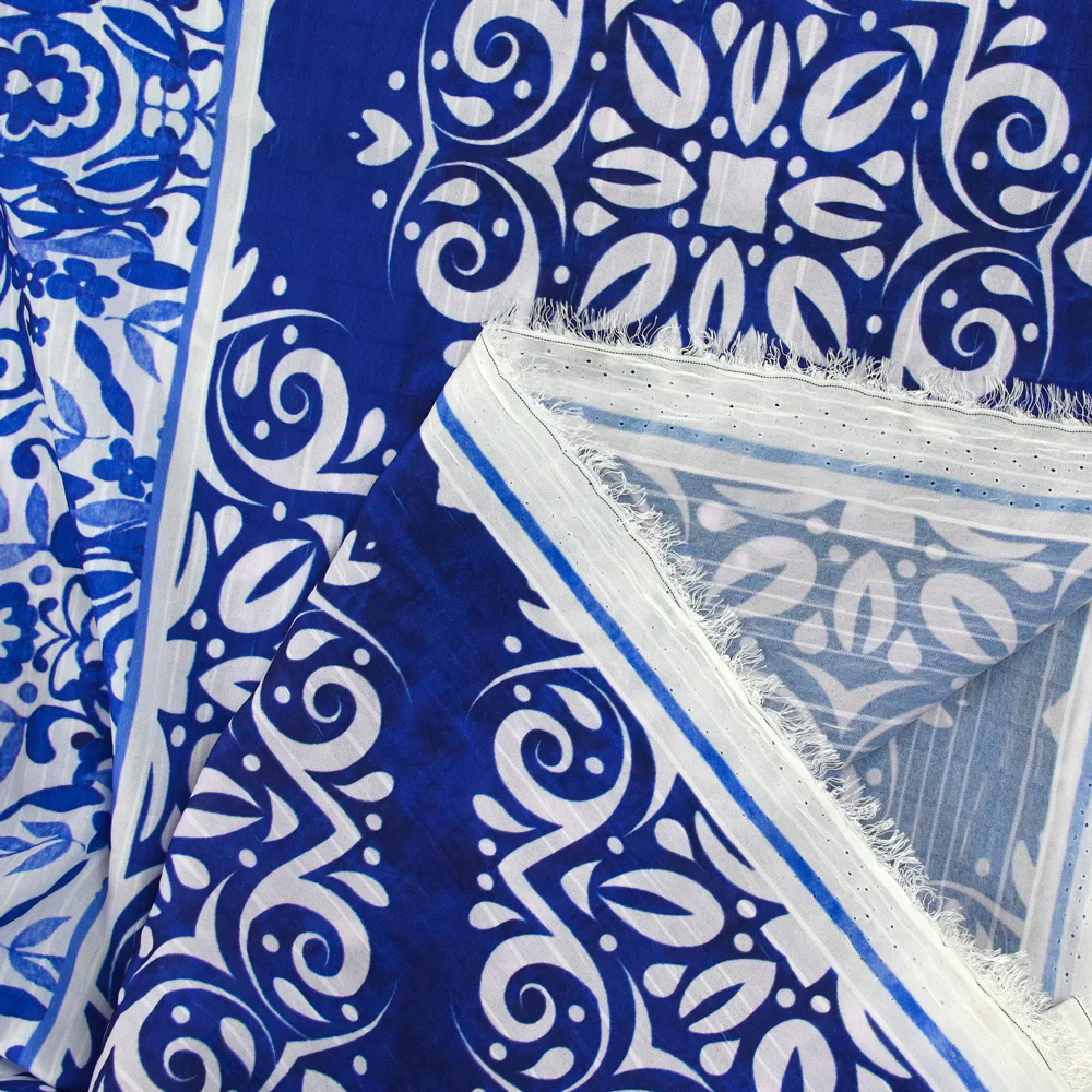 CrĂȘpe imprimĂ© Portugal bleu roi fond blanc - Image 5