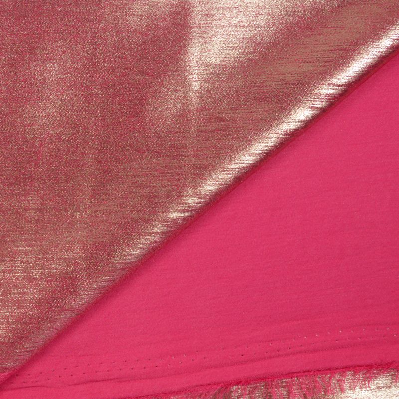 Crêpe irisé doré fond fuchsia - Image 5
